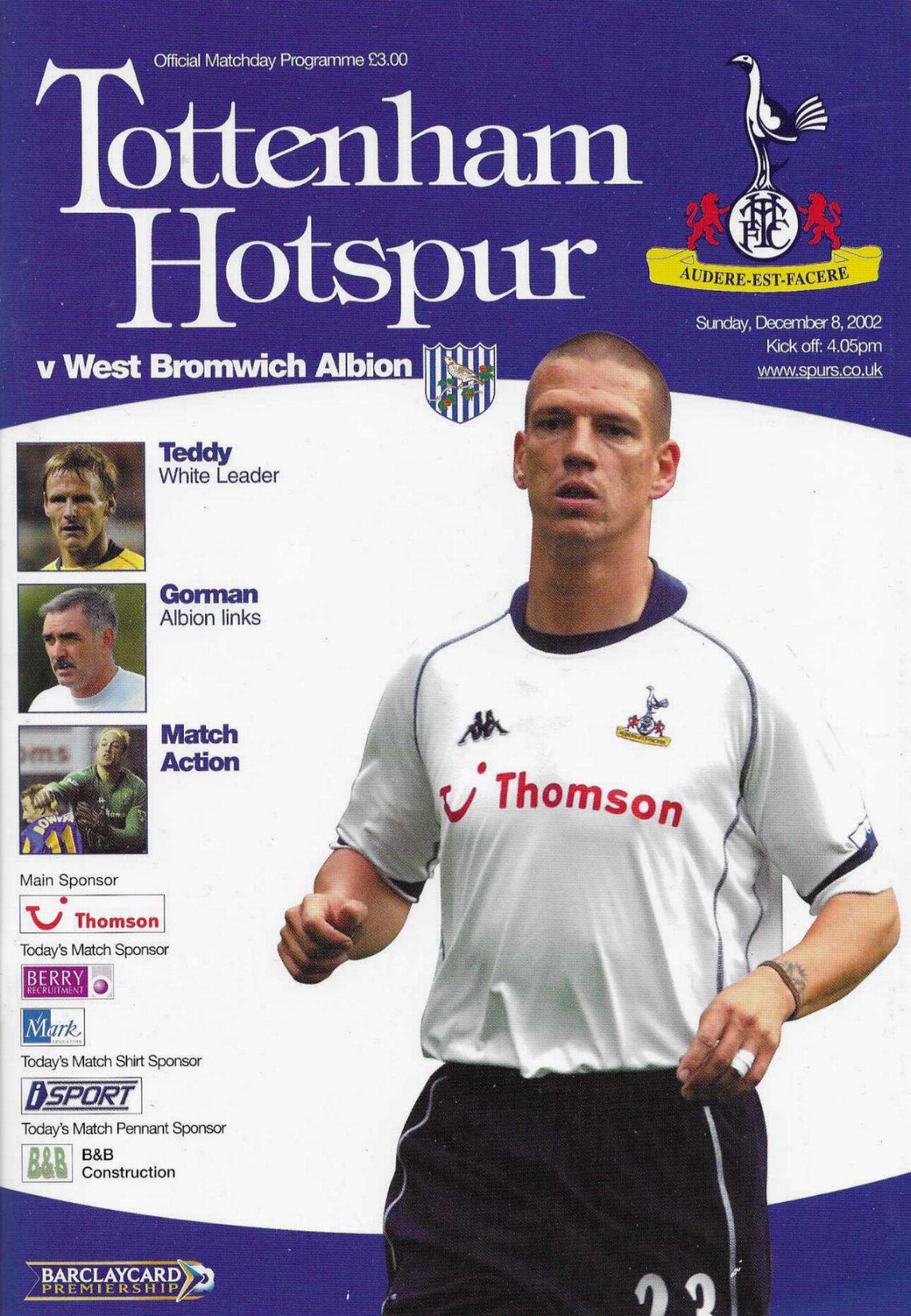 TOTTENHAM HOTSPUR v WEST BROM 2002/03